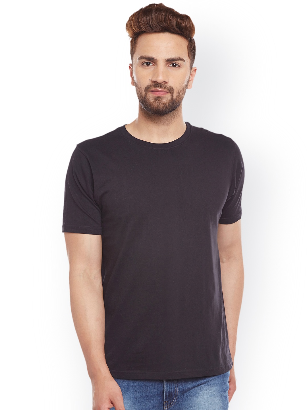 

The Dry State Men Black Solid Round Neck T-shirt