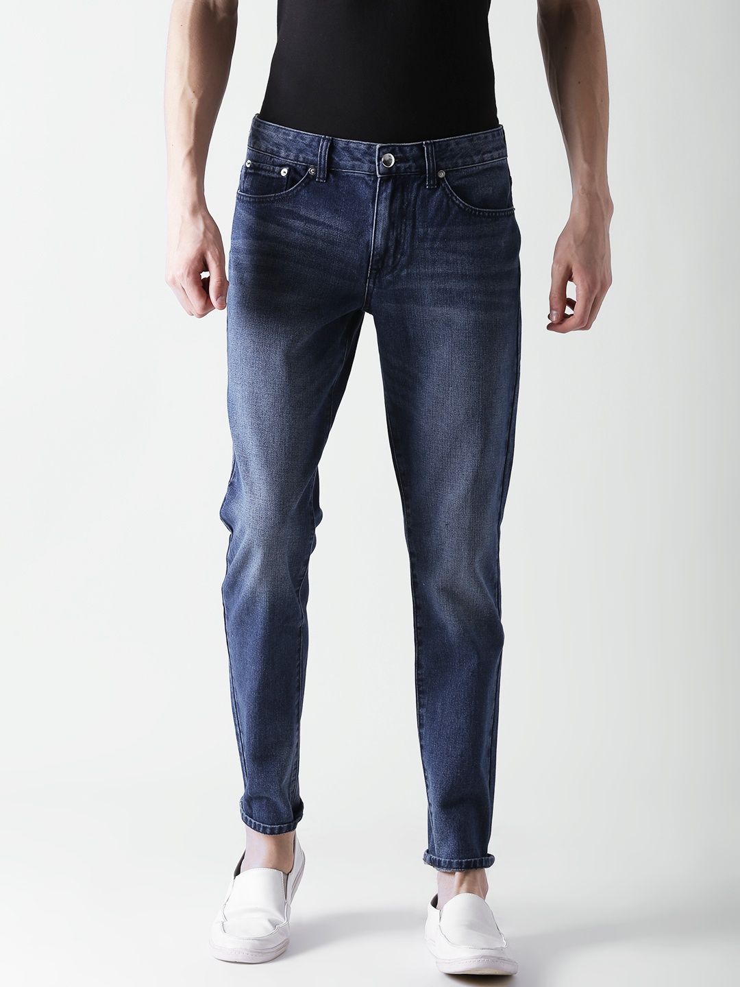 

FOREVER 21 Men Blue Regular Fit Mid-Rise Clean Look Jeans