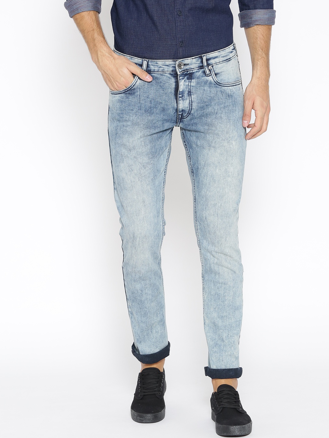 

Pepe Jeans Men Blue Regular Fit Low-Rise Clean Look Stretchable Jeans