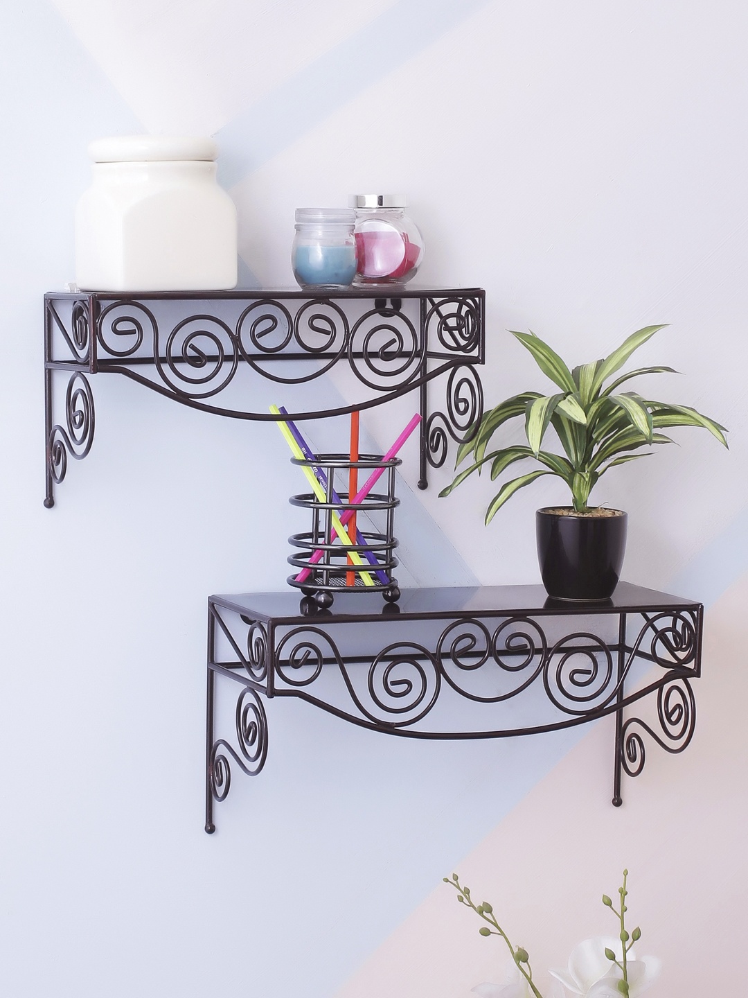 

Home Sparkle Brown Metal Basic Wall Shelf