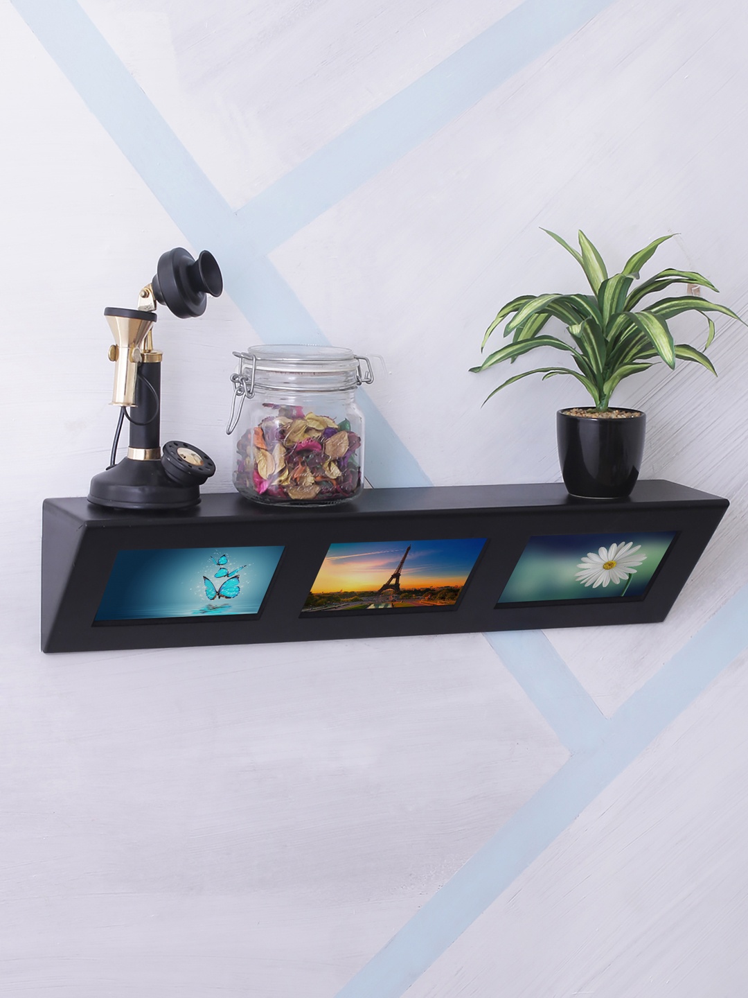 

Home Sparkle Black MDF Basic Wall Shelf