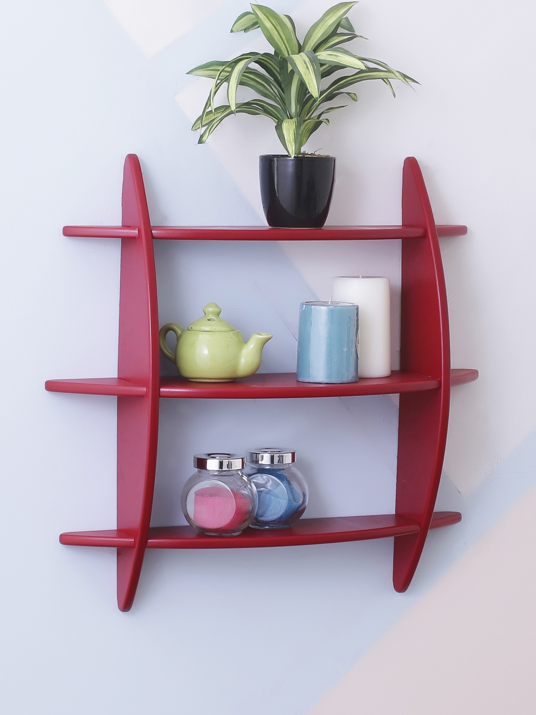 

Home Sparkle Red MDF Basic Wall Shelf