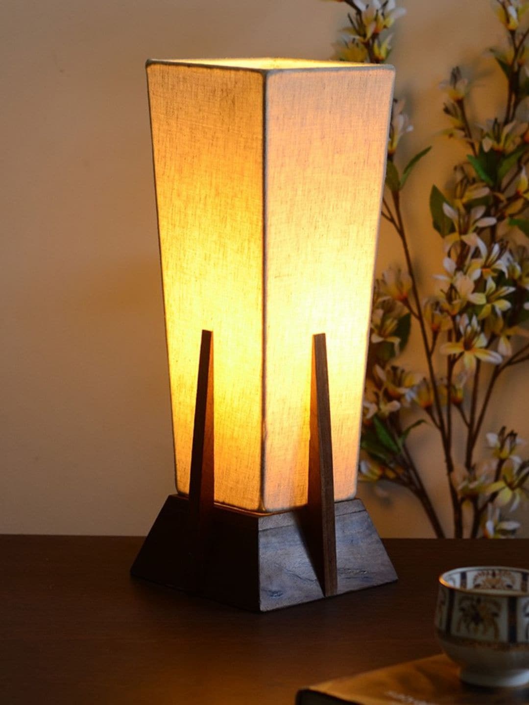 

Unravel India Handcarved Wooden Brown Column Lamp