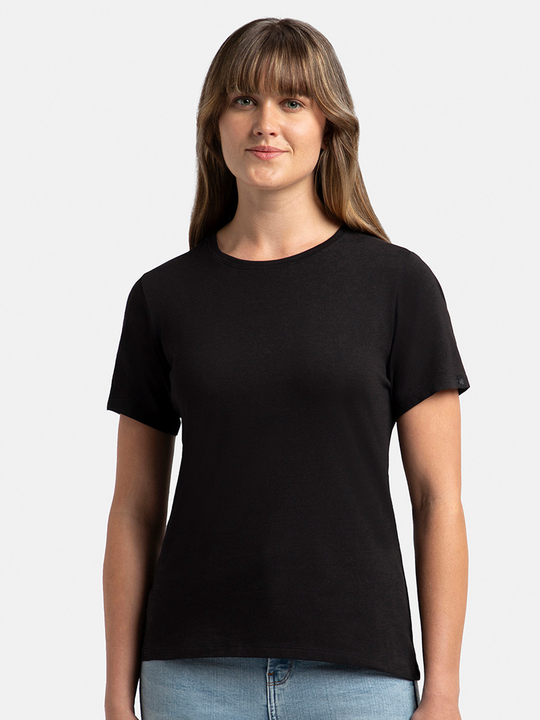 

Jockey Solid Super Combed Cotton Stretch Regular Fit Tshirt-1515, Black