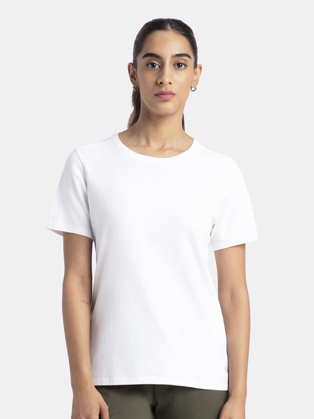 

Jockey Solid Super Combed Cotton Stretch Regular Fit Tshirt-1515, White