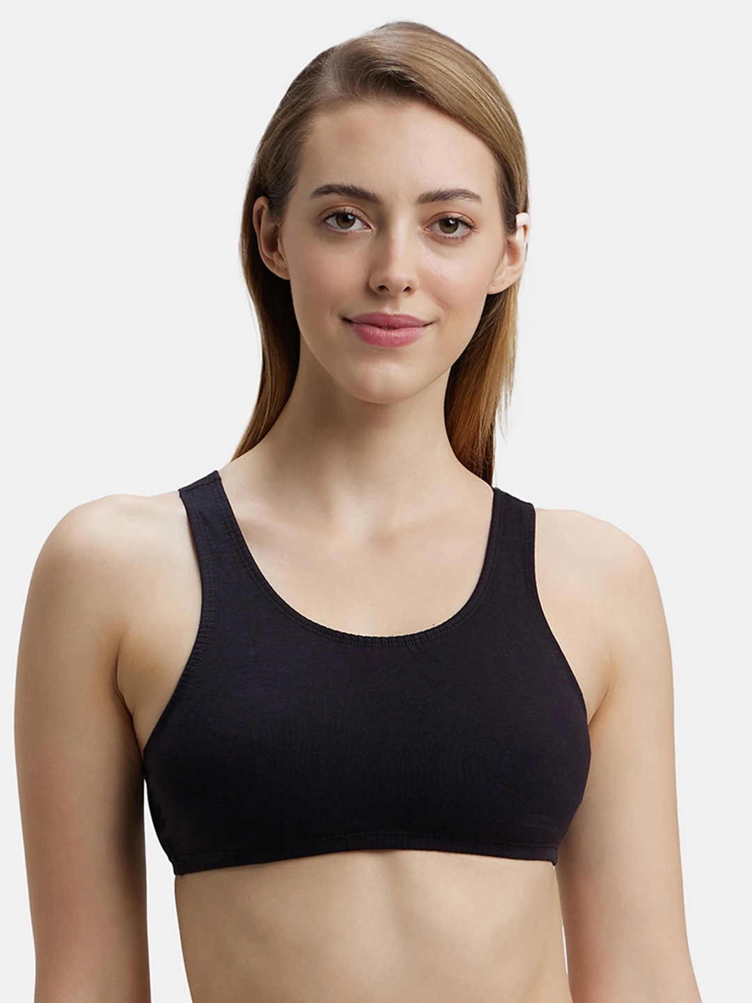 

Jockey Super Combed Cotton Stretch StayFresh Slip On Crop Top-1582, Black