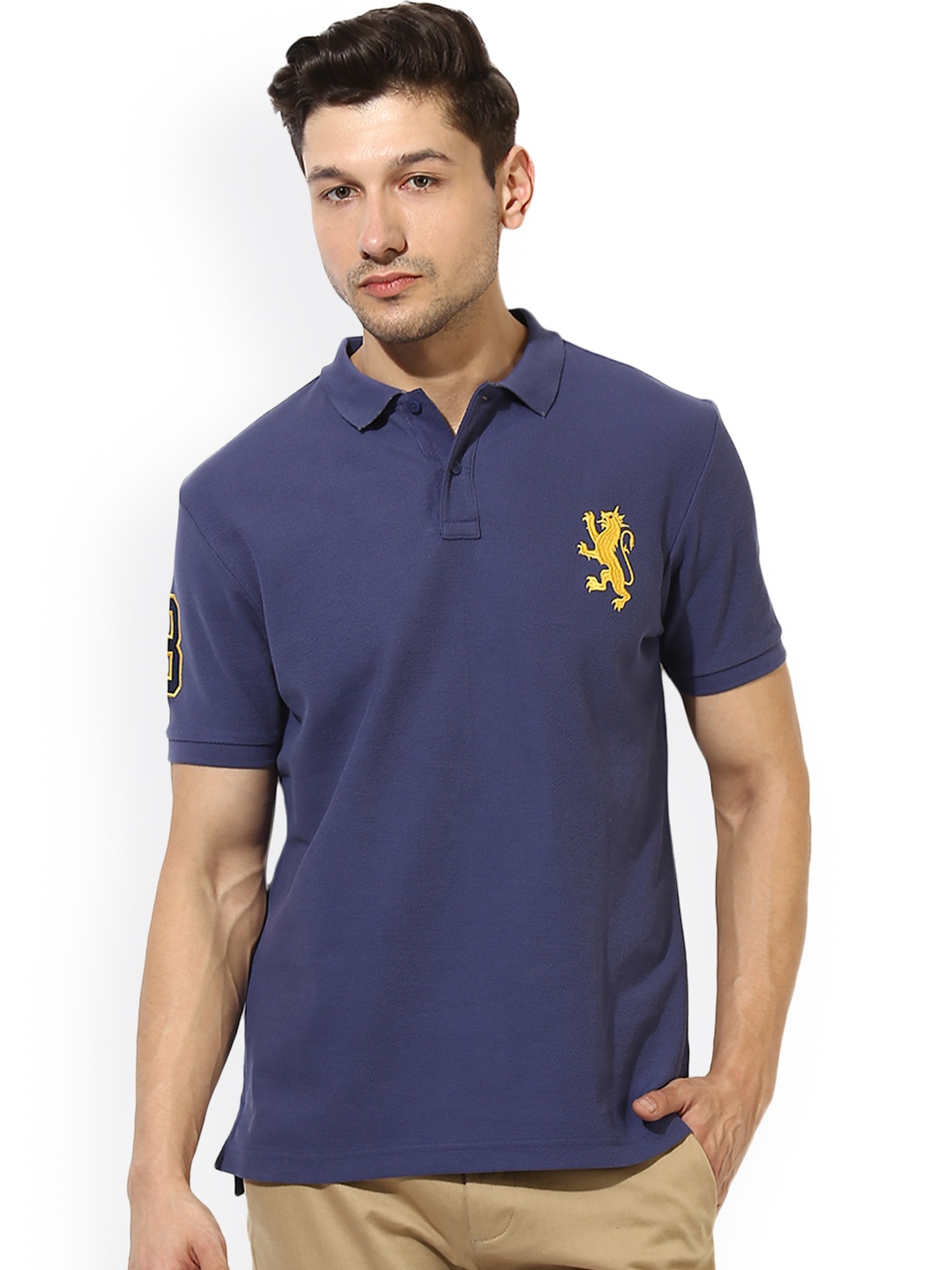 

Red Tape Men Blue Solid Polo Collar T-shirt