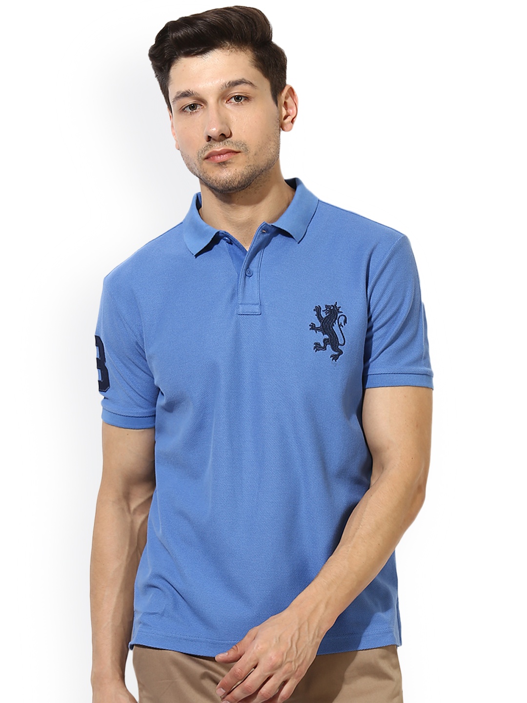 

Red Tape Men Blue Solid Polo Collar T-shirt