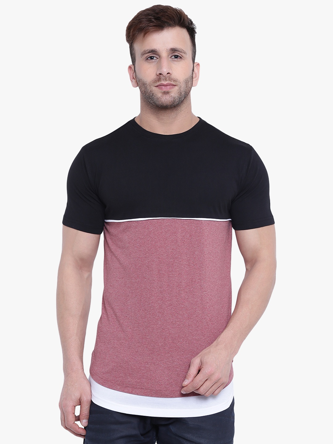 

GRITSTONES Men Black Colourblocked Round Neck T-shirt