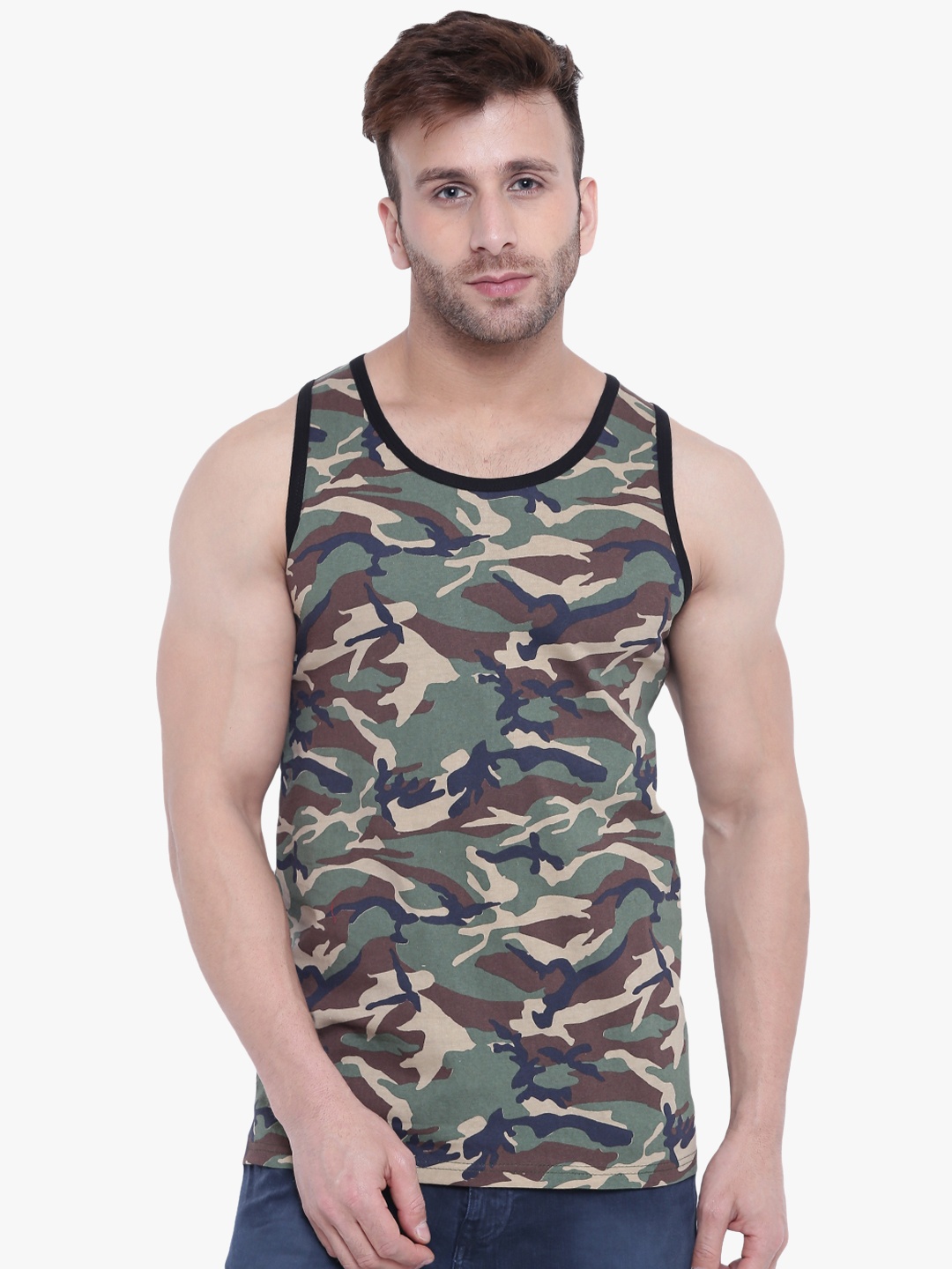 

GRITSTONES Multicoloured Camouflage Print Innerwear Vest GSVST1835, Multi