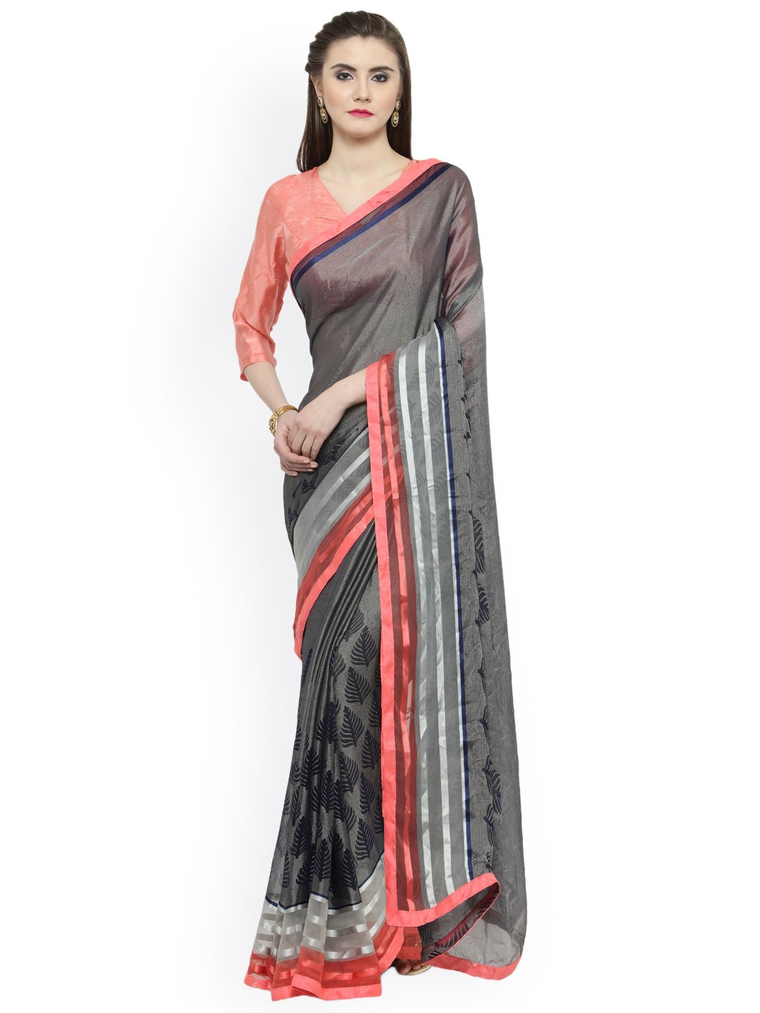 

Shaily Grey Printed Silk Blend Saree