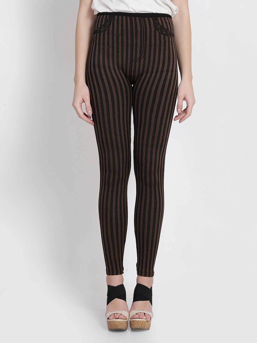 

Camey Women Brown & Black Striped Leggings