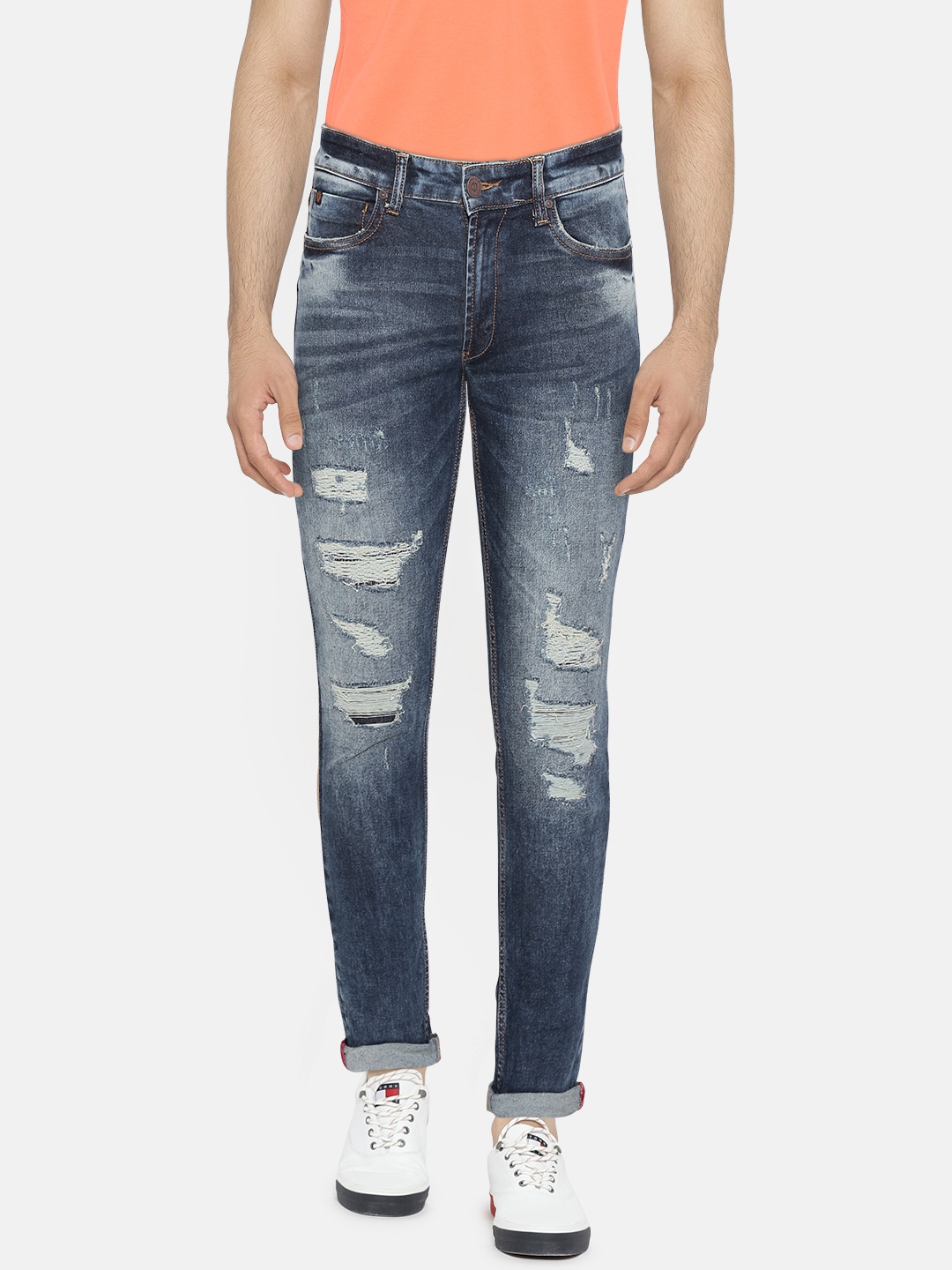 

LOCOMOTIVE Men Blue Slim Fit Mid-Rise Mildly Distressed Stretchable Jeans