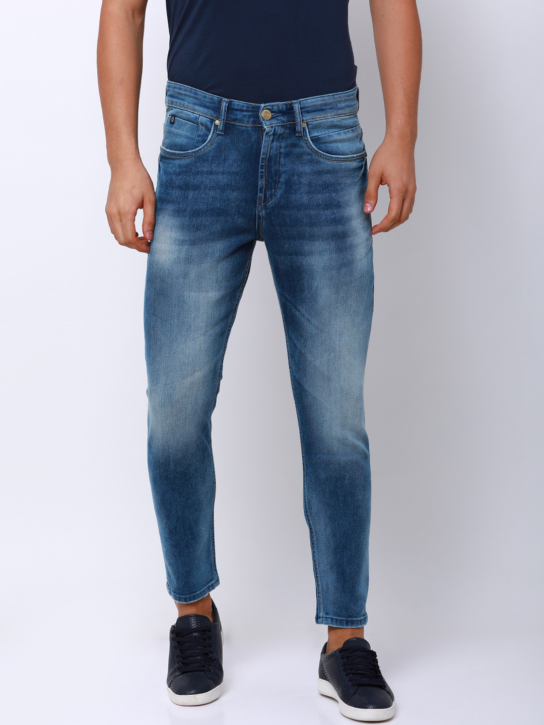 

LOCOMOTIVE Men Blue Tapered Fit Mid-Rise Clean Look Stretchable Jeans