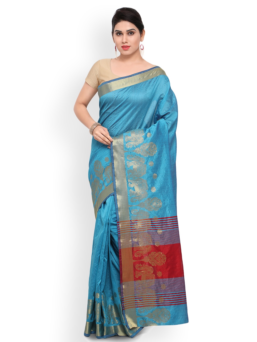 

Pisara Blue Art Silk Woven Design Kanjeevaram Saree