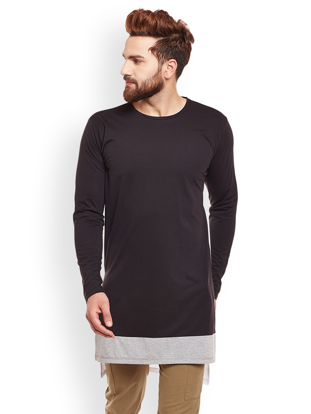 CHILL WINSTON Men Black Solid Round Neck T-shirt