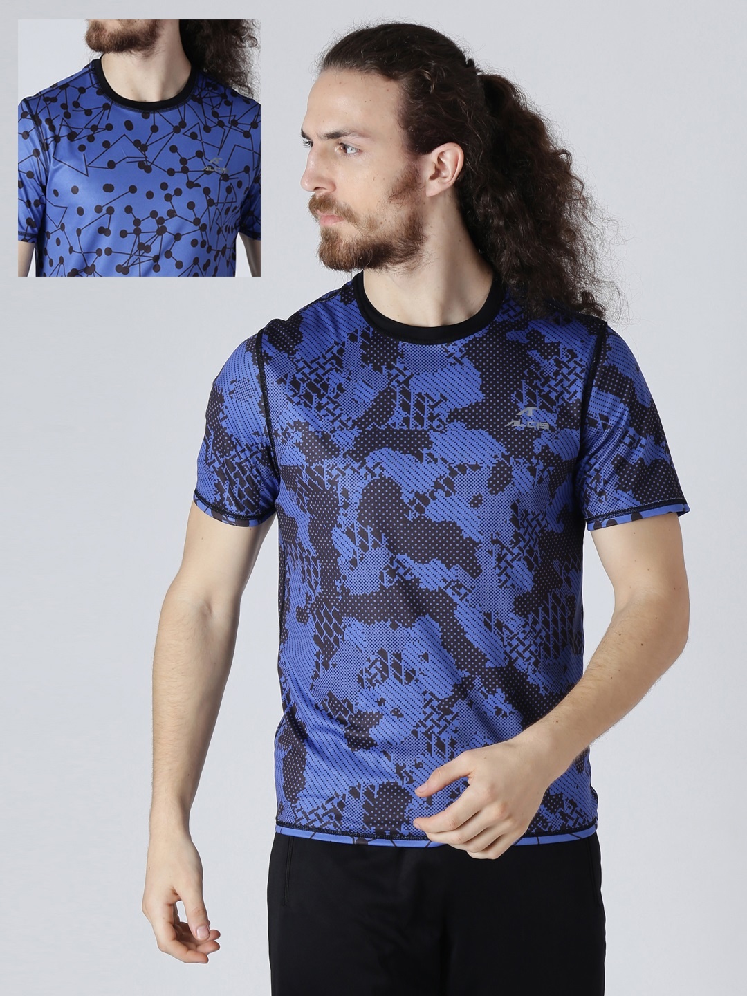 

Alcis Men Pack Of Two Navy Blue Printed Round Neck Slim Fit T-shirts