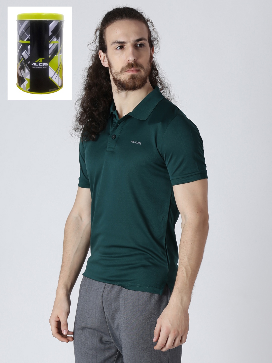 

Alcis Men Green Solid Polo Collar Slim Fit T-shirt