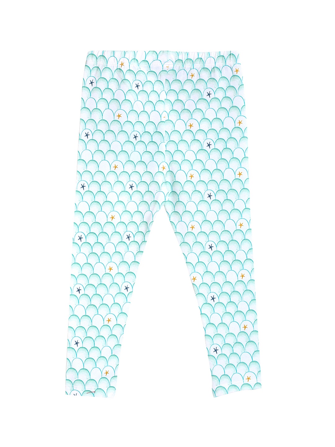 

MINI KLUB Girls Turquoise Blue & White Printed Knitted Leggings