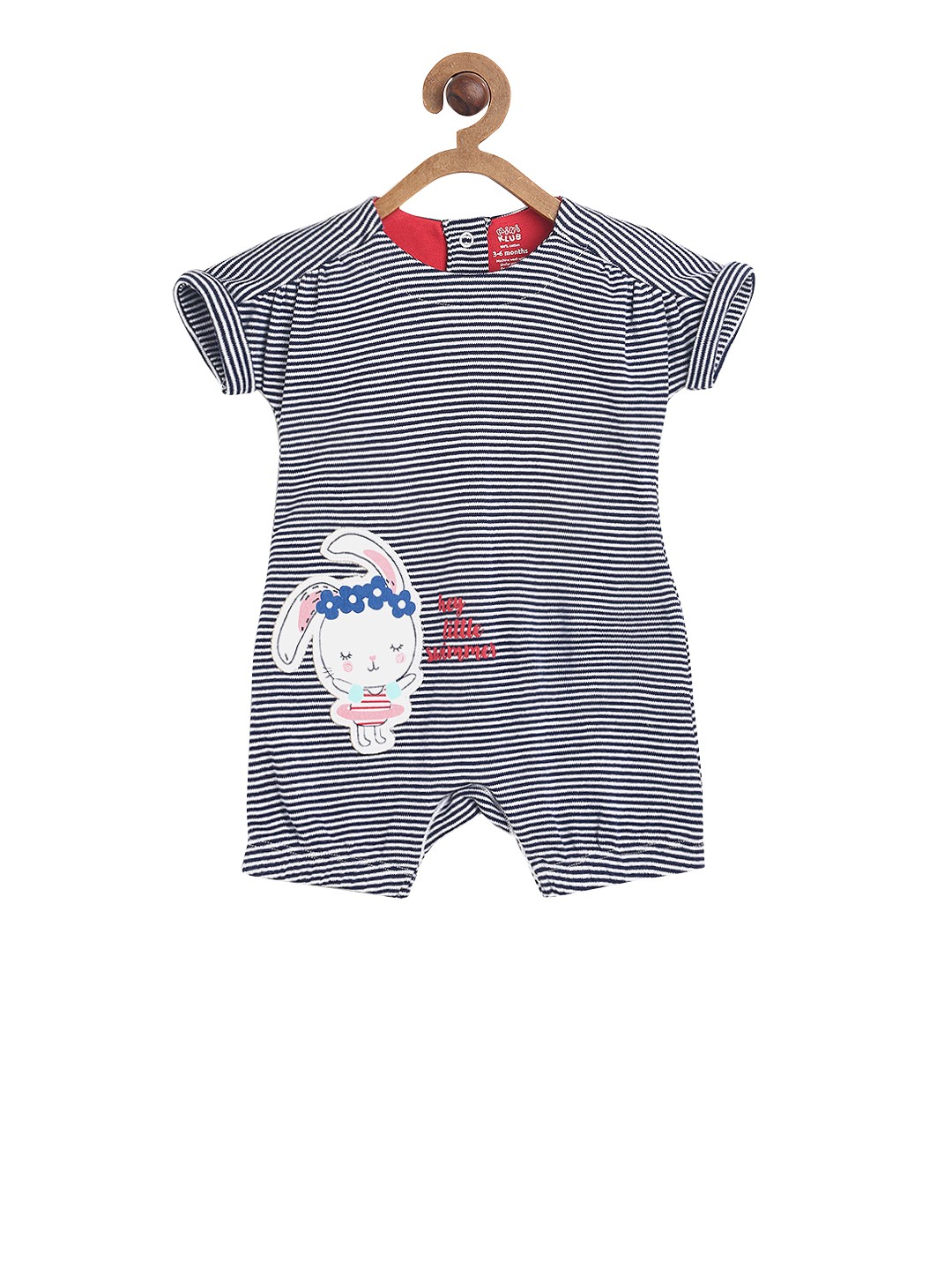 

MINI KLUB Girls Navy Blue & White Striped Rompers
