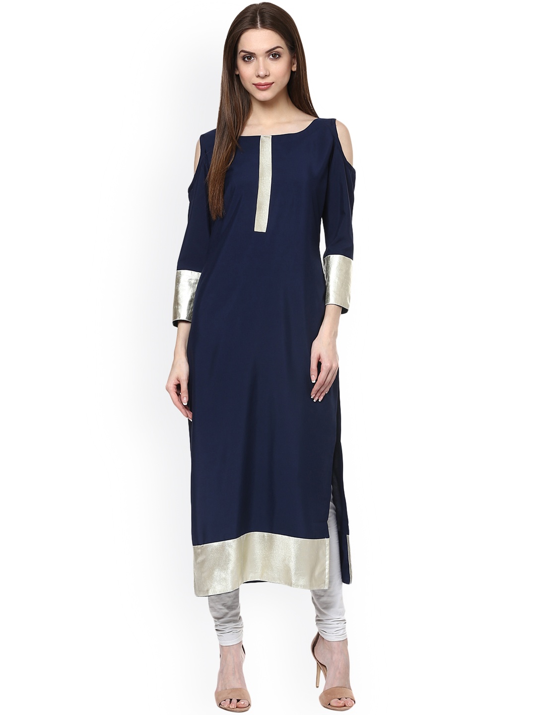 

ZIYAA Women Blue Solid Straight Kurta