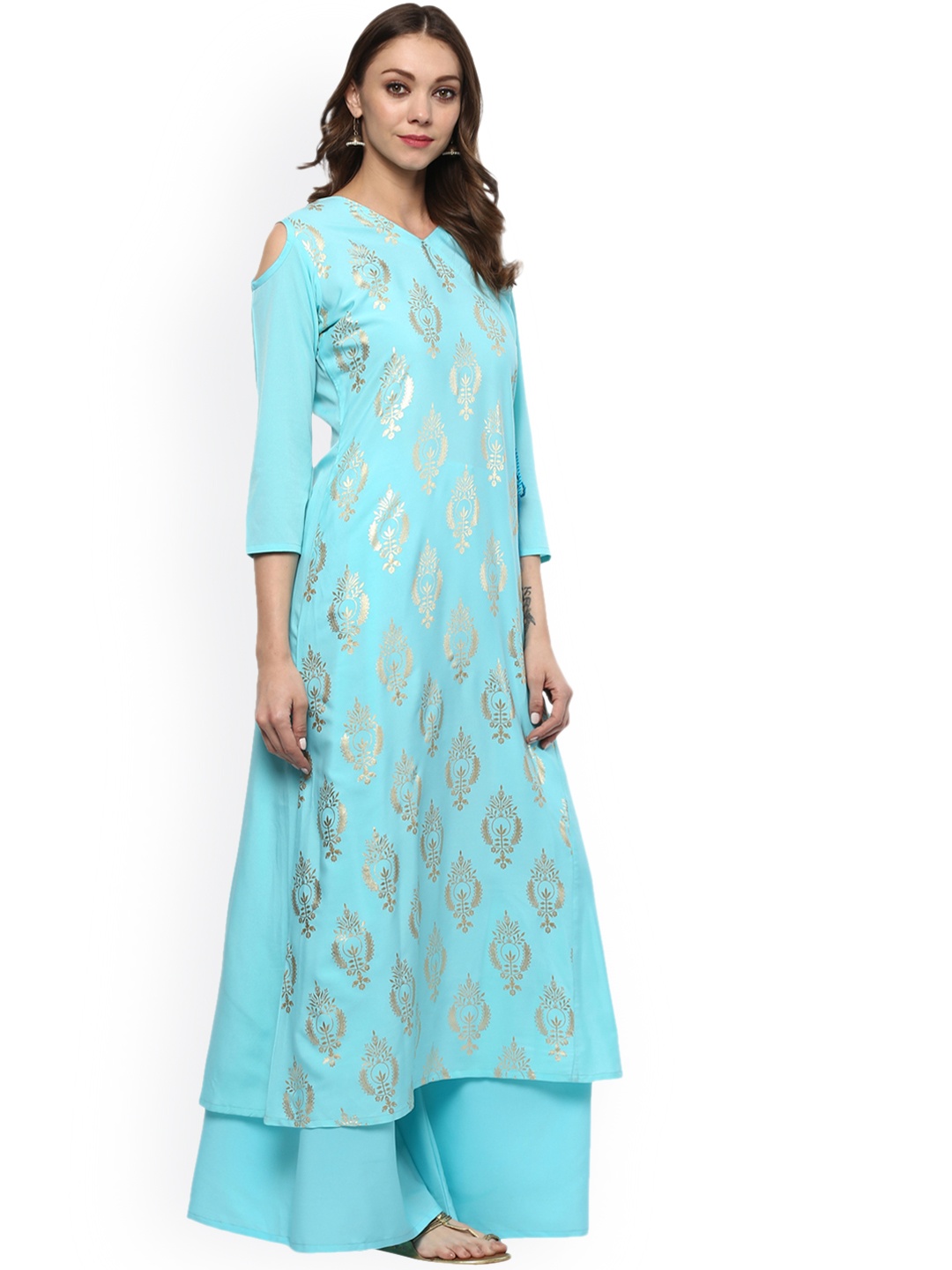 

ZIYAA Women Blue Printed A-Line Kurta