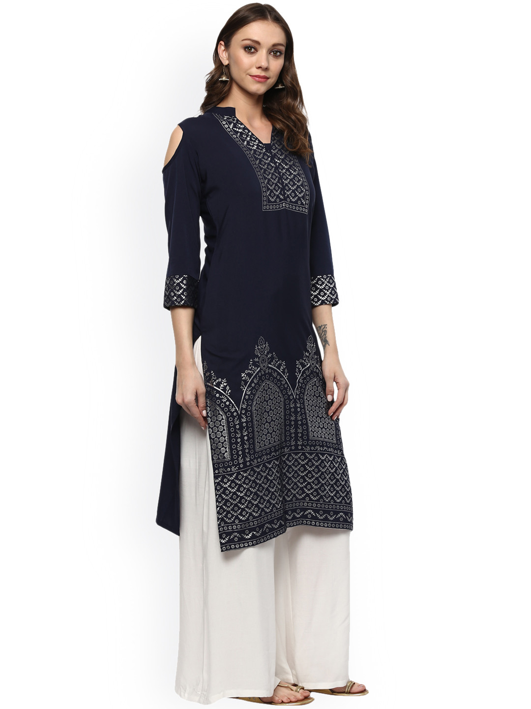 

ZIYAA Women Blue Printed Straight Kurta