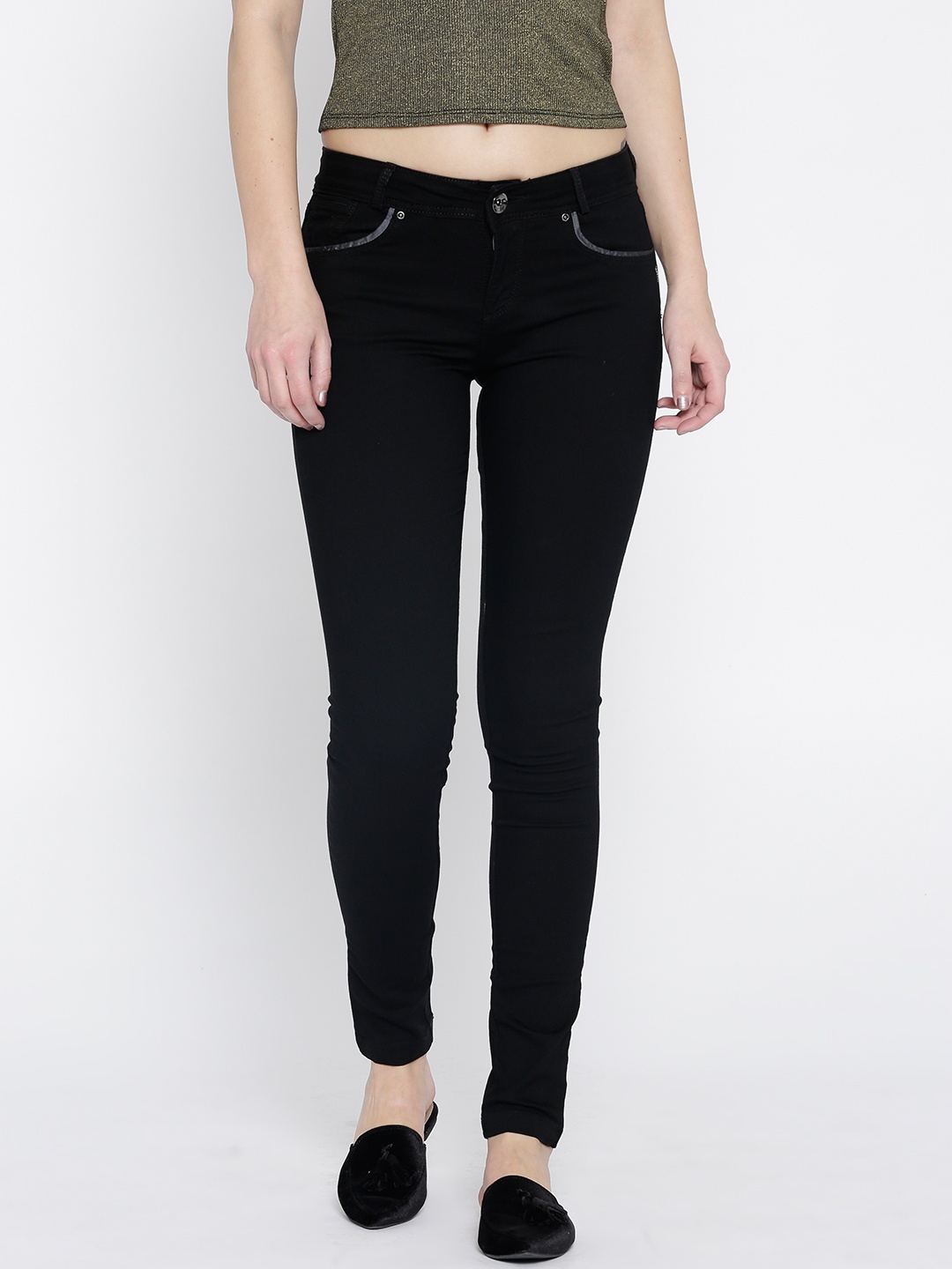 

Xpose Women Black Slim Fit Mid-Rise Clean Look Stretchable Jeans
