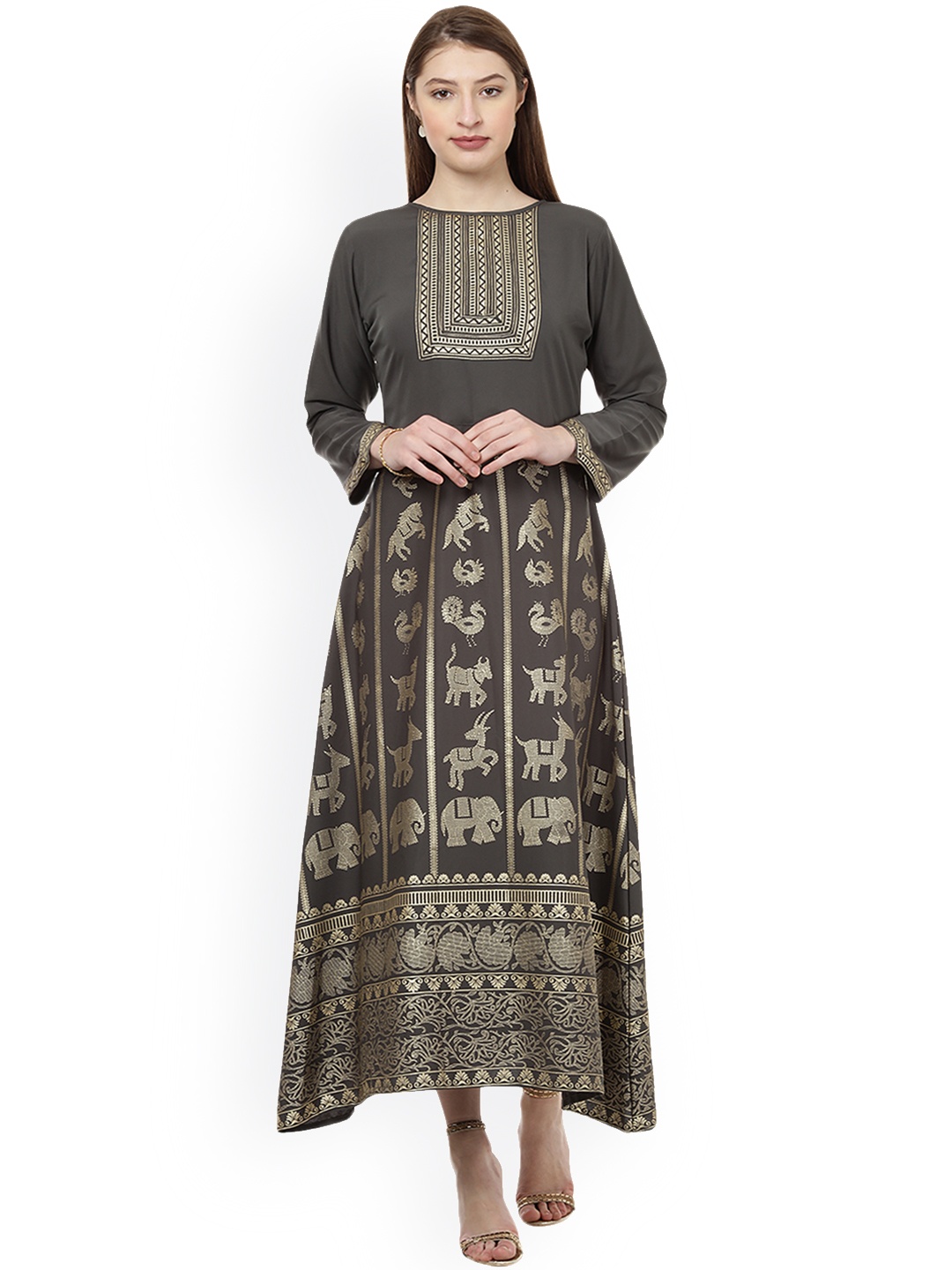 

ZIYAA Women Grey Printed A-Line Kurta