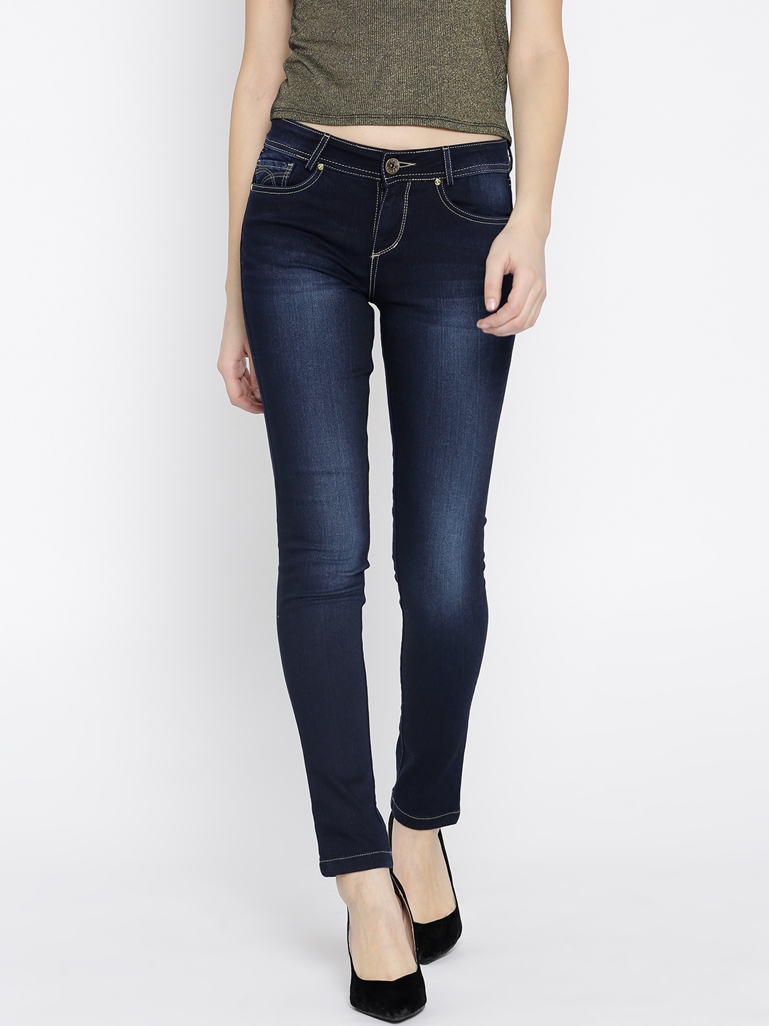 

Xpose Women Navy Blue Slim Fit Mid-Rise Clean Look Stretchable Jeans