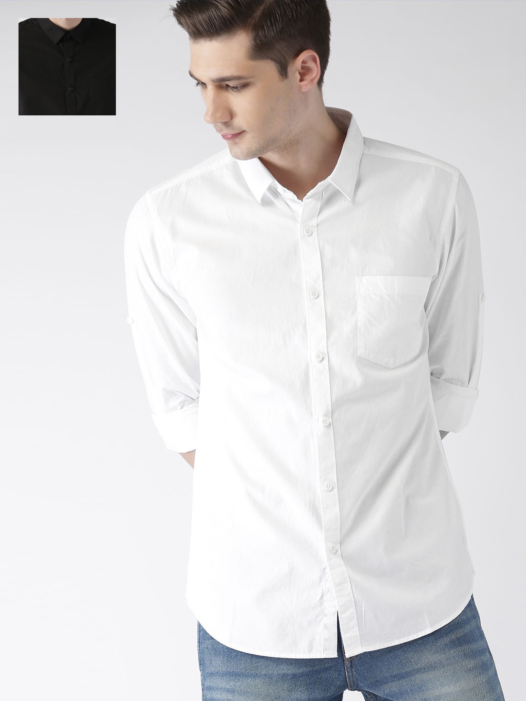 

HIGHLANDER Pack Of 2 Slim Fit Solid Shirt, White