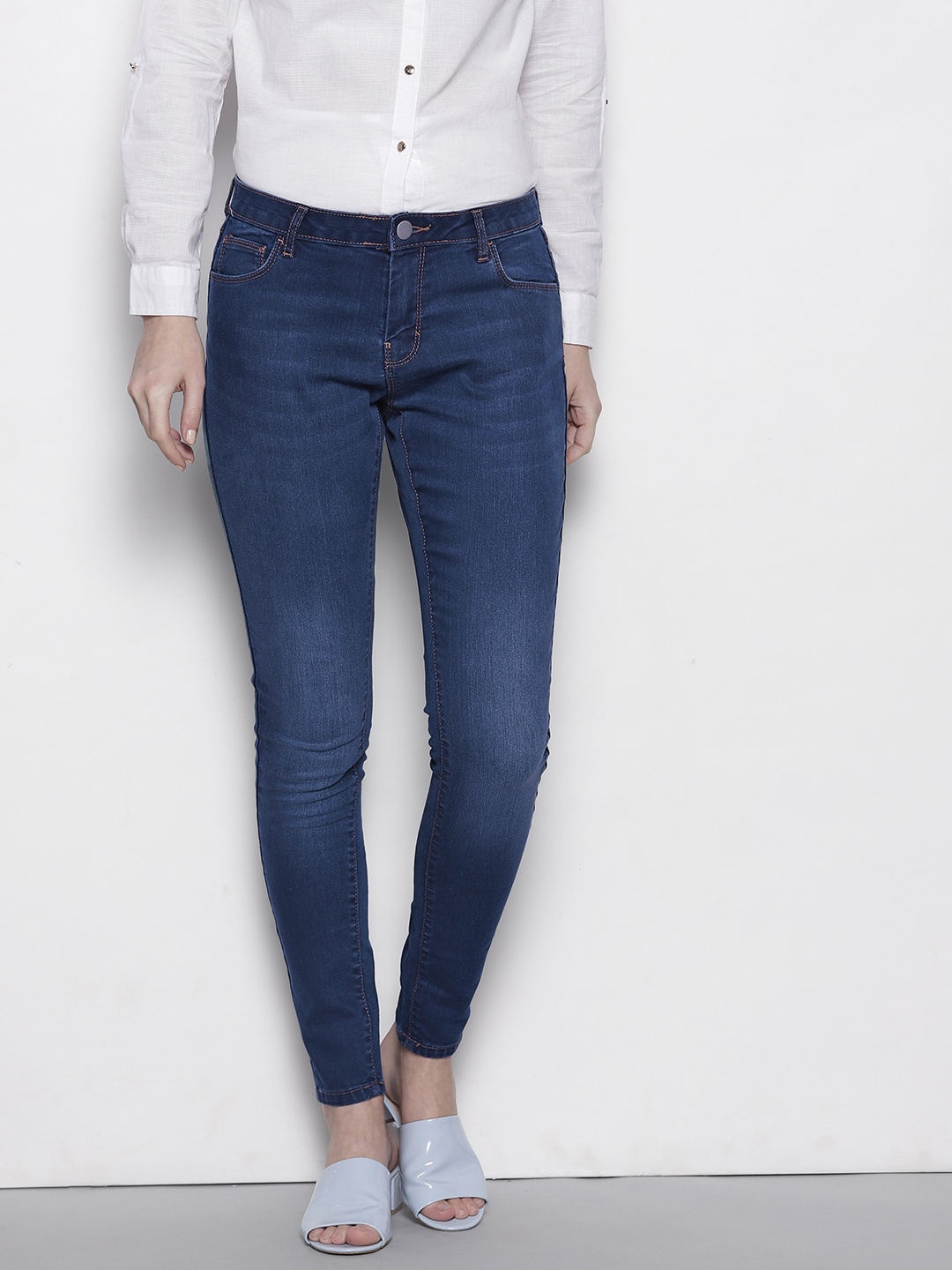 

DOROTHY PERKINS Women Blue Skinny Fit Mid-Rise Clean Look Stretchable Jeans