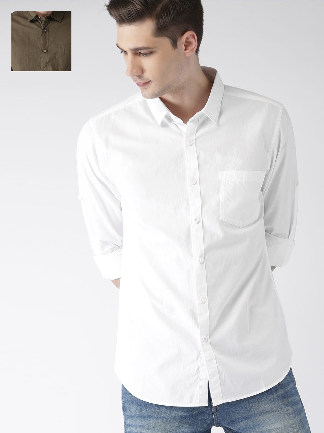

HIGHLANDER Pack Of 2 Slim Fit Solid Shirt, White