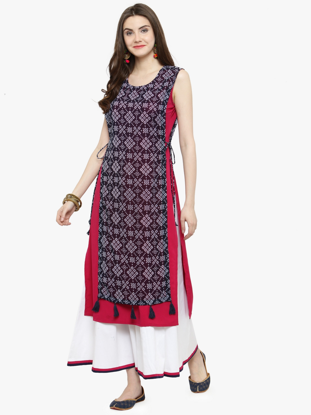 

Azira Women Blue & Pink Printed Straight Kurta