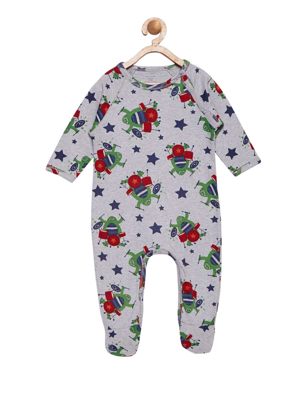 

berrytree Kids Grey, Green & Red Printed Sleepsuit