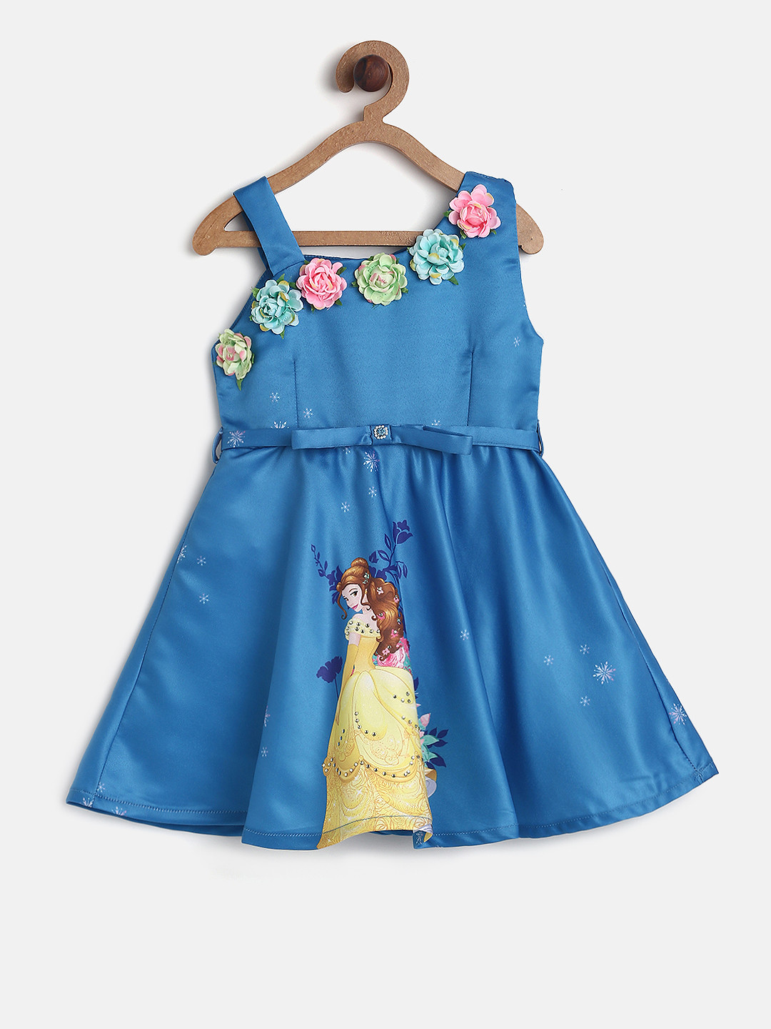 

Peppermint Disney Girls Blue Printed Fit and Flare Dress