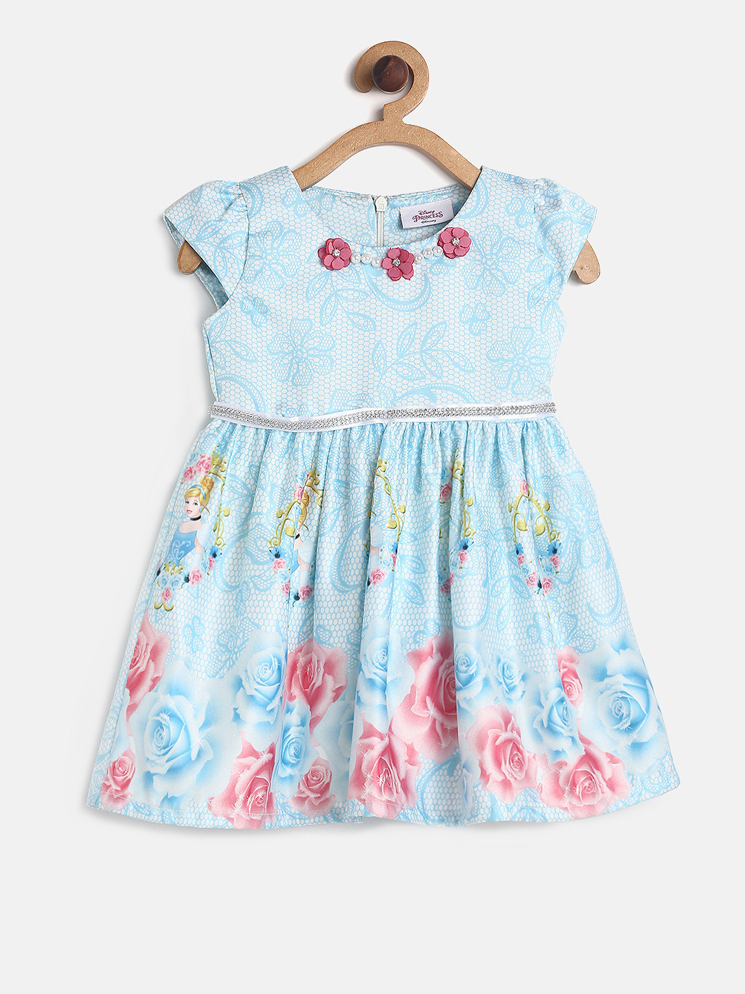

Peppermint Disney Girls Blue Printed Fit and Flare Dress