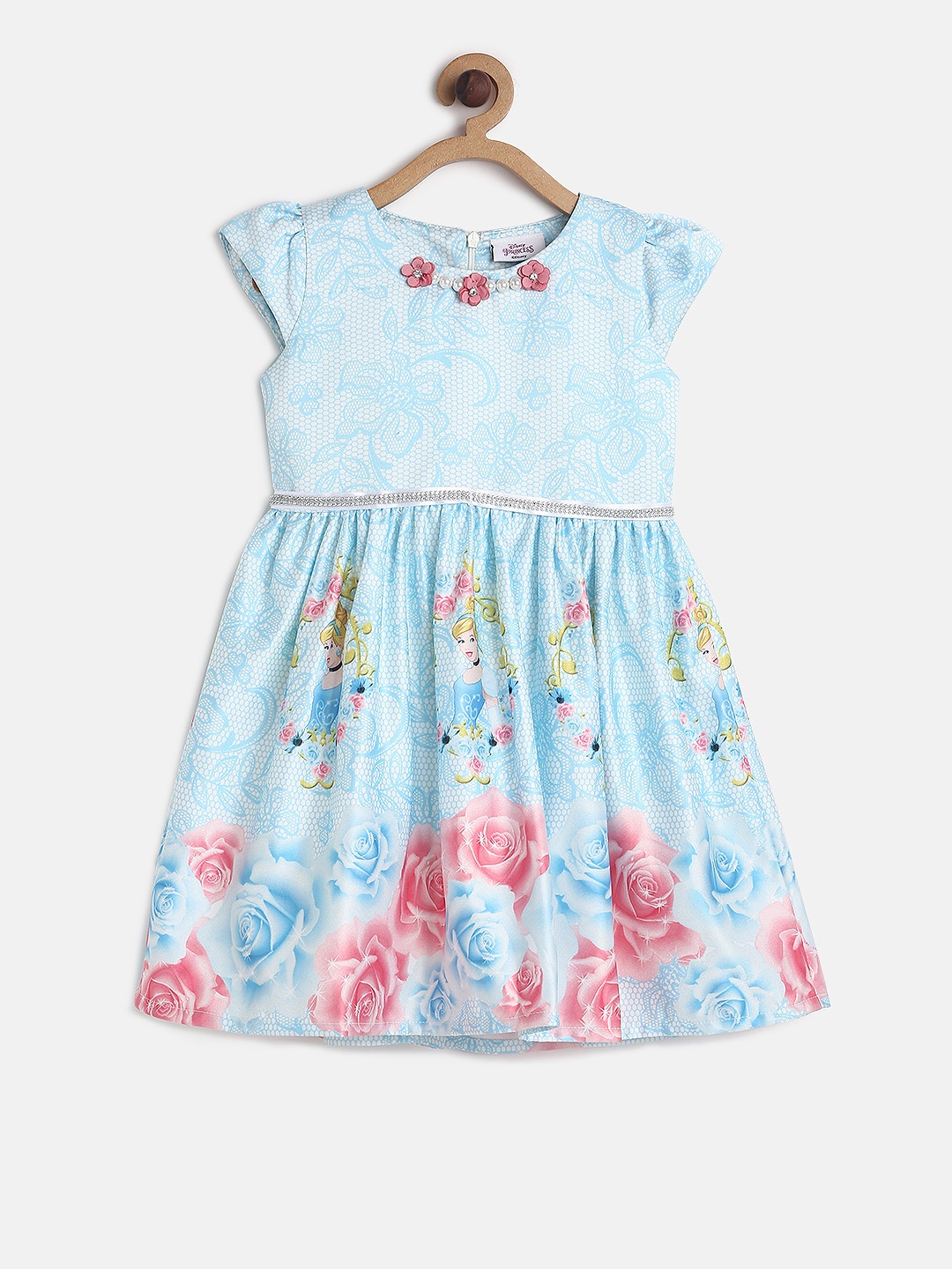 

Peppermint Disney Girls Blue Printed Fit and Flare Dress