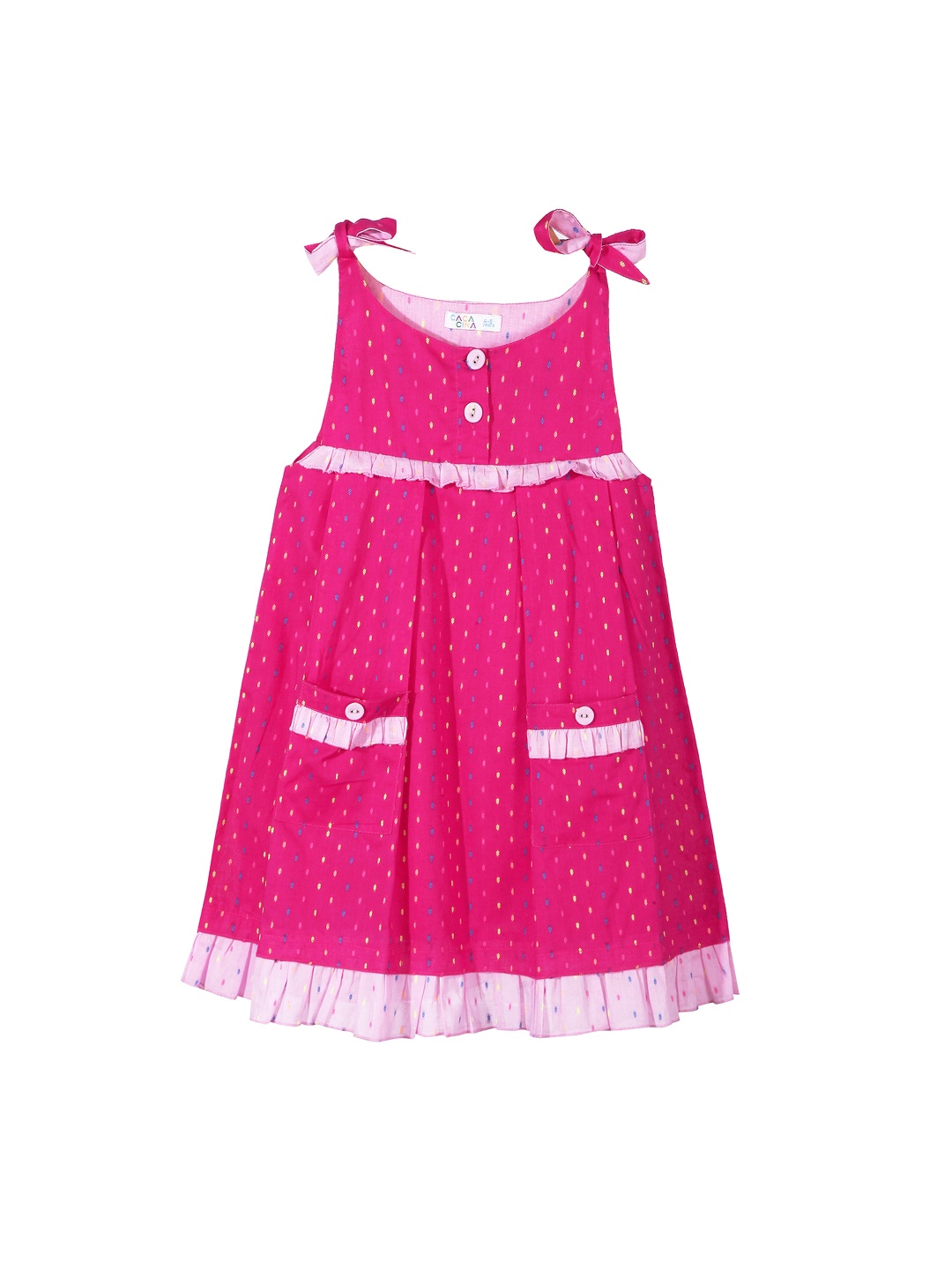 

CACA CINA Girls Magenta Self Design A-Line Dress