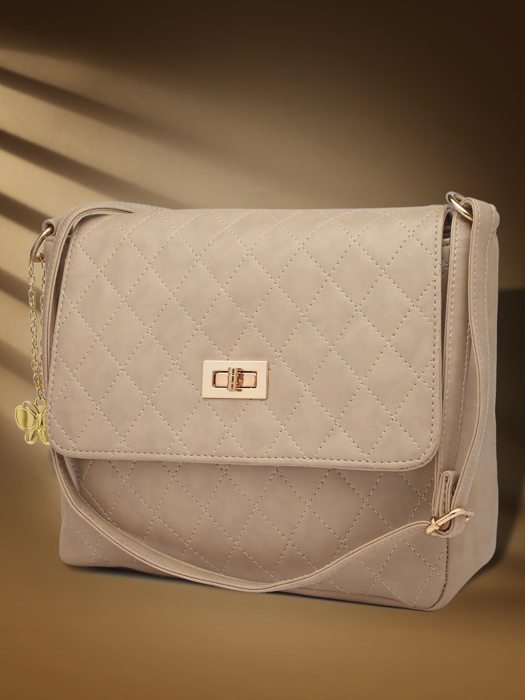 

Butterflies Cream-Coloured Quilted Sling Bag