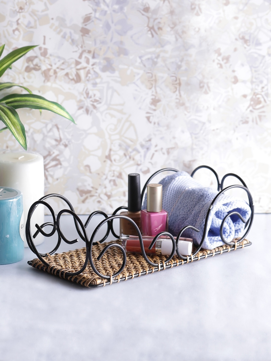 

VarEesha Beige Curvy Cane Bamboo Small Multipurpose Basket