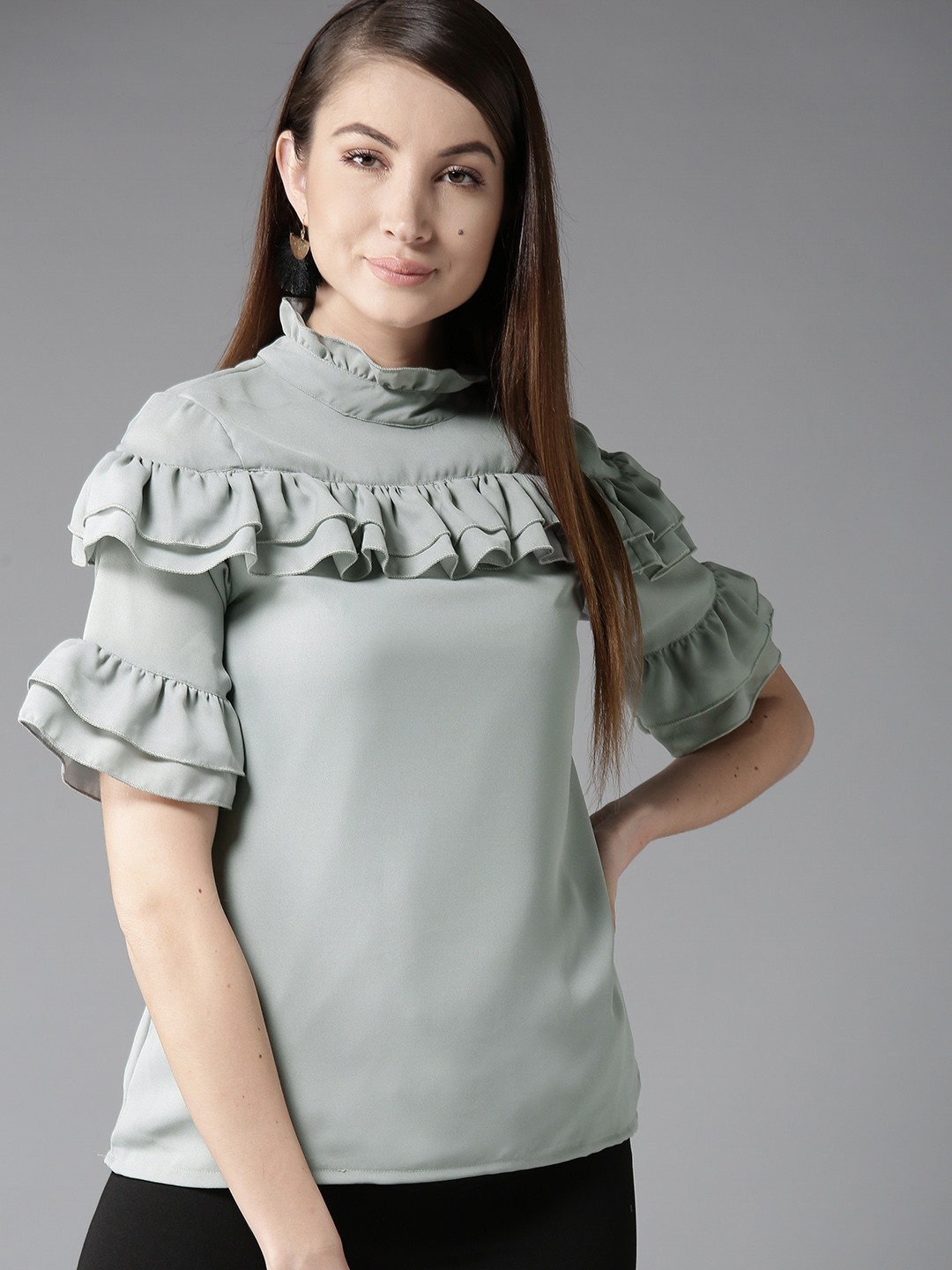 

HERE&NOW Women Grey Solid Top
