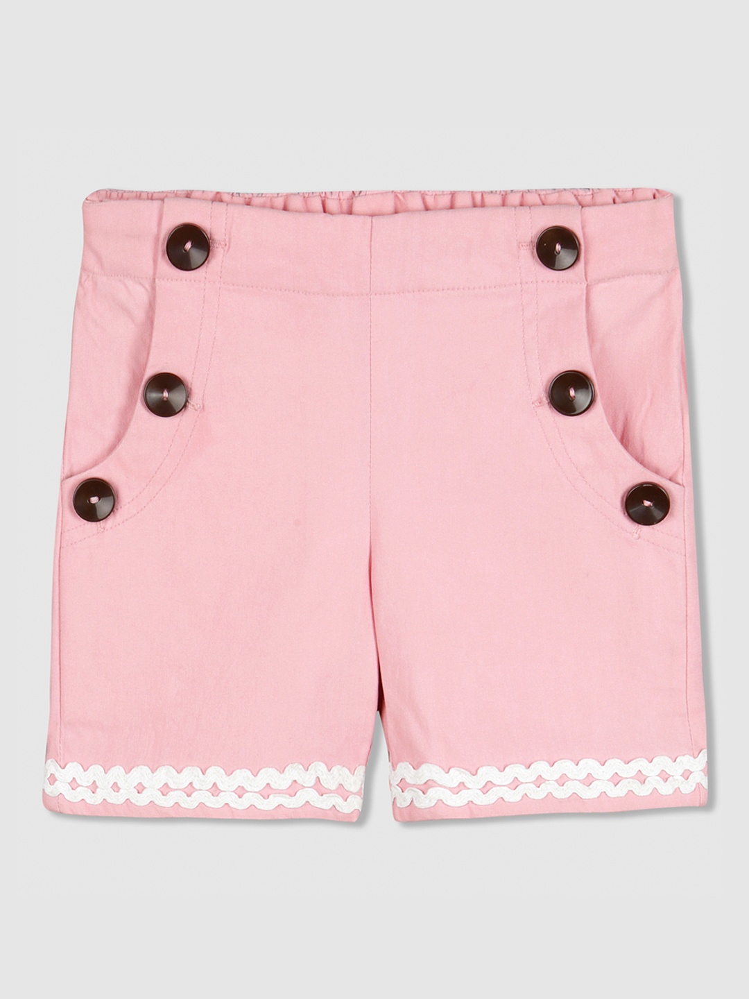 

Cherry Crumble Girls Pink Solid Regular Fit Regular Shorts