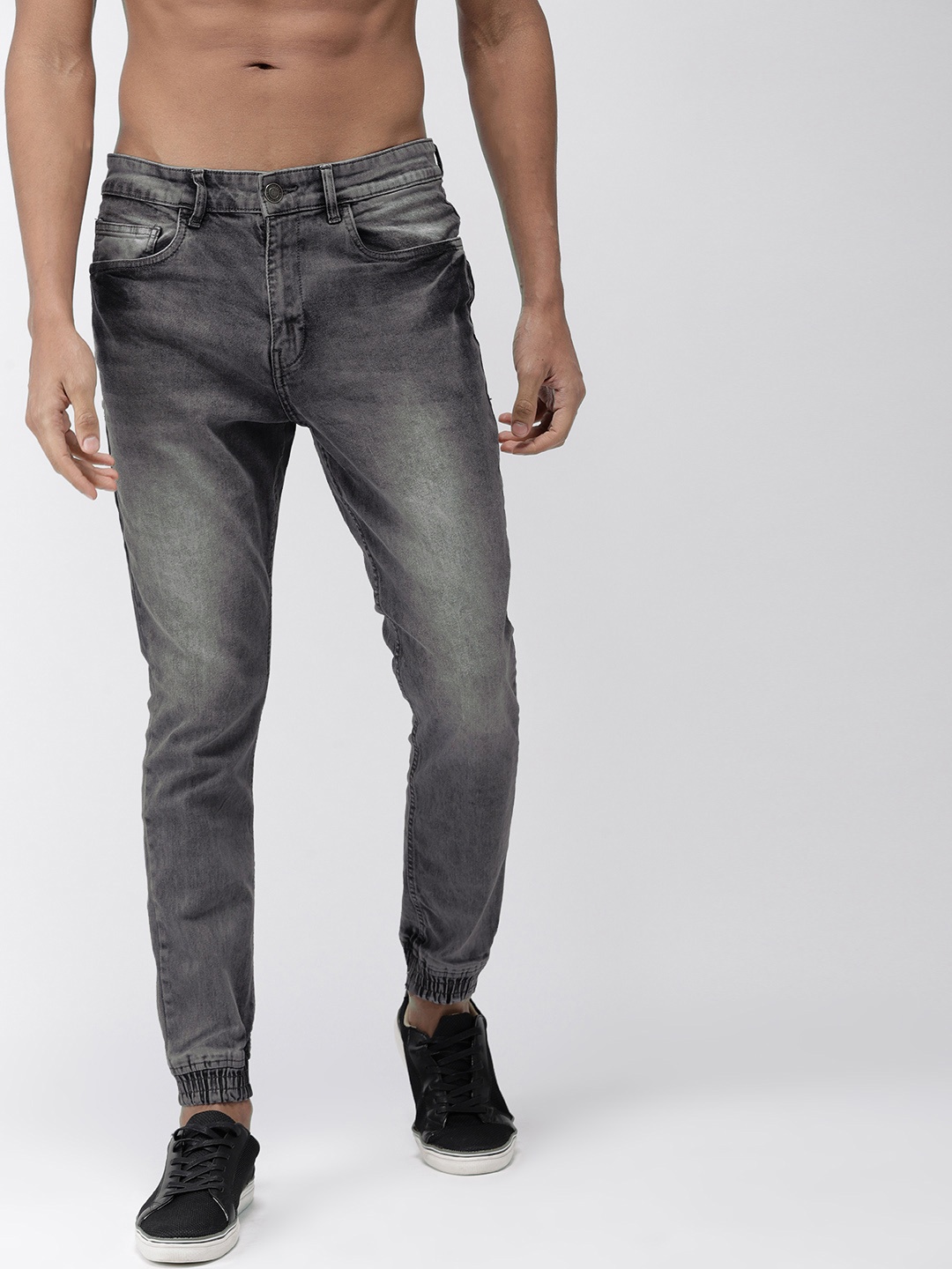 

HIGHLANDER Men Grey Jogger Mid-Rise Clean Look Stretchable Jeans