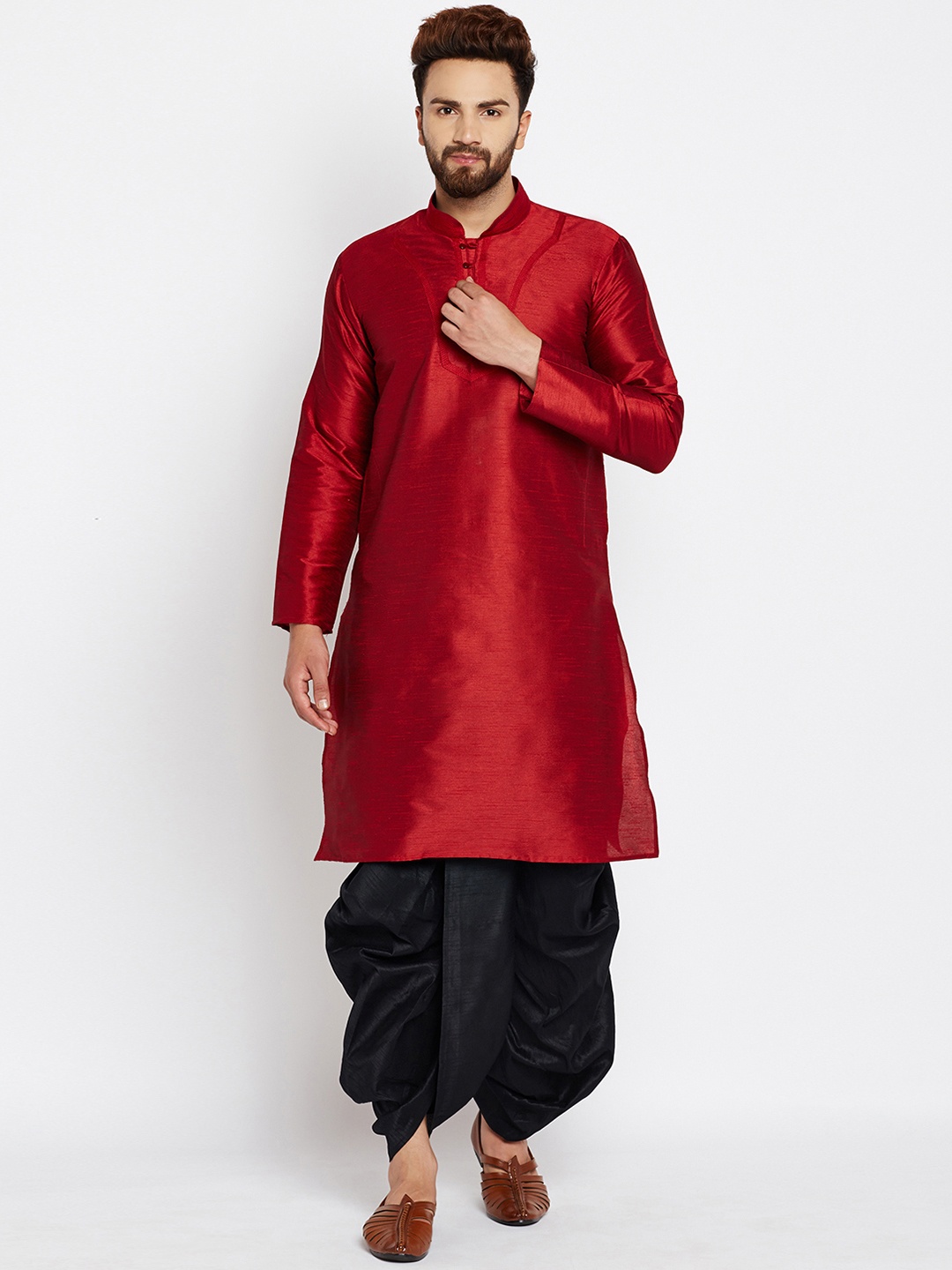 

SOJANYA Men Maroon Solid A-Line Kurta