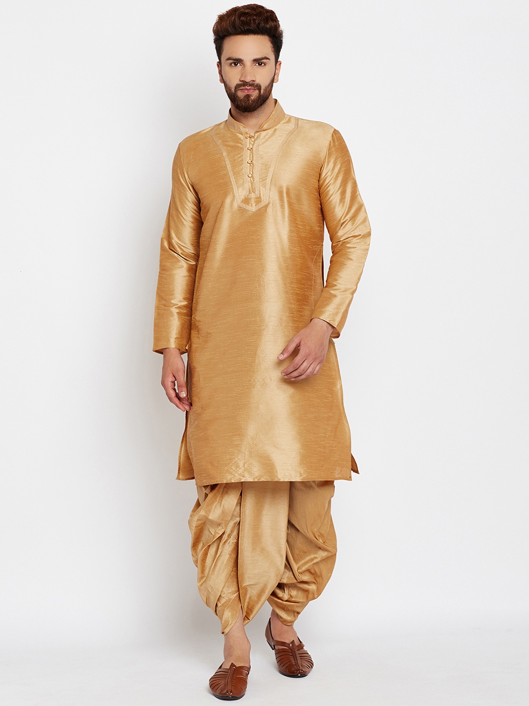 

SOJANYA Men Gold-Toned Solid A-Line Kurta