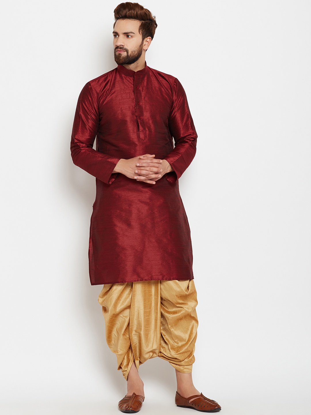 

SOJANYA Men Maroon Solid A-Line Kurta