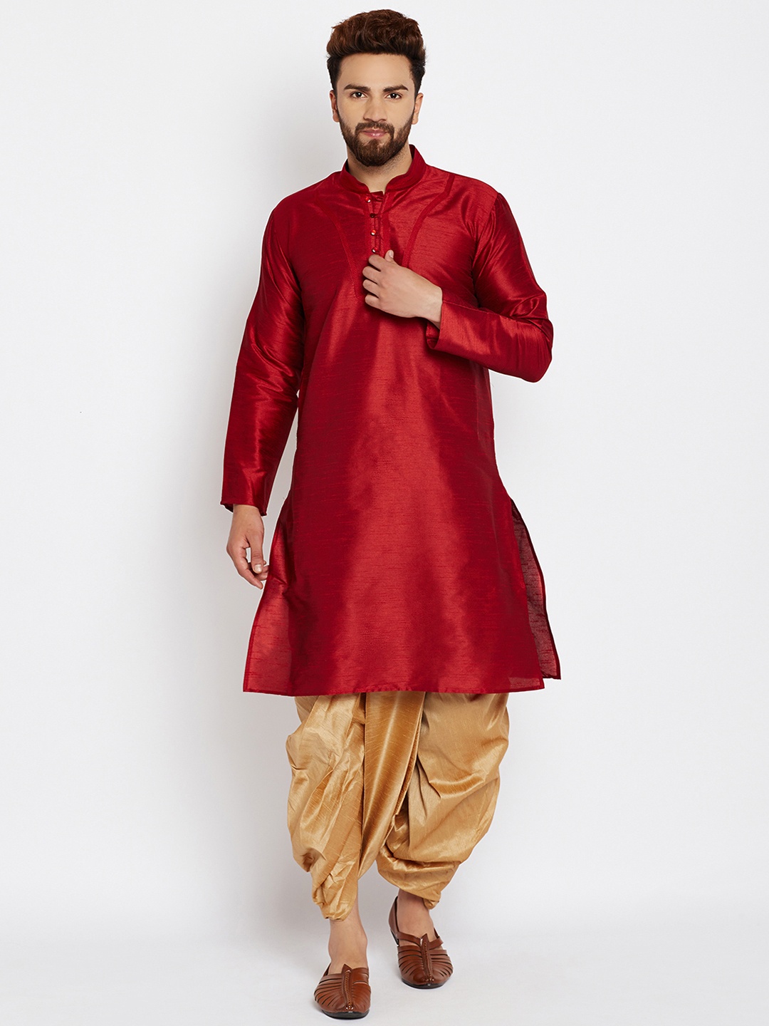 

SOJANYA Men Maroon Solid A-Line Kurta