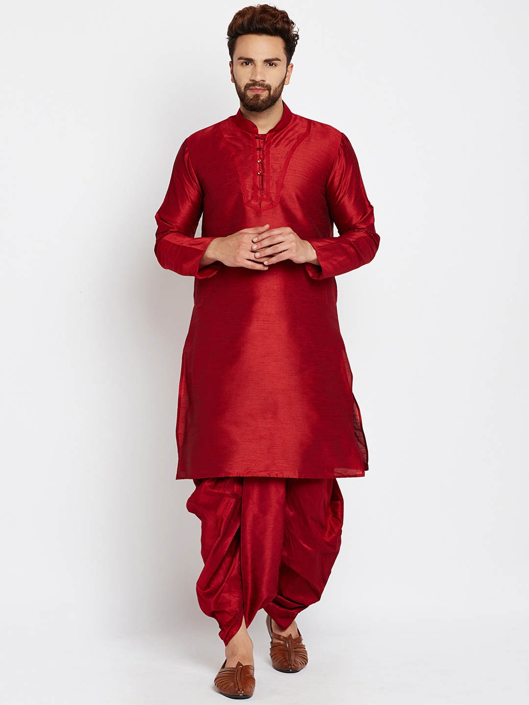 

SOJANYA Men Maroon Solid A-Line Kurta