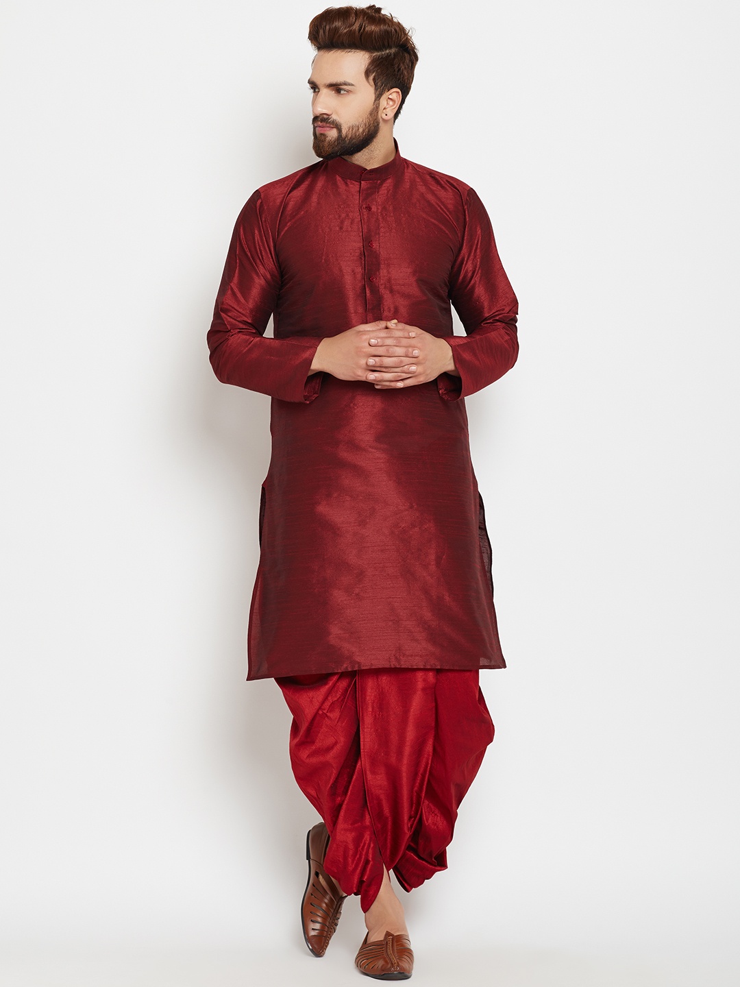 

SOJANYA Men Maroon Solid A-Line Kurta